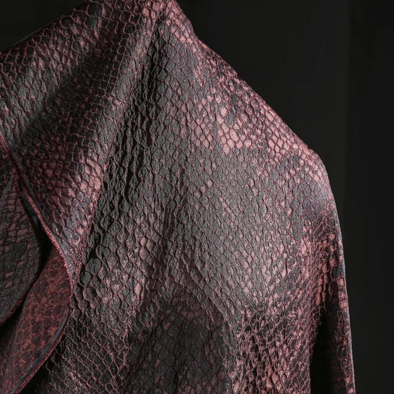 100x130cm Creative Texture Jacquard Fabric Red Black Snakeskin Mottled Plaid Vintage Washed Design Fabric DIY Clothing Material