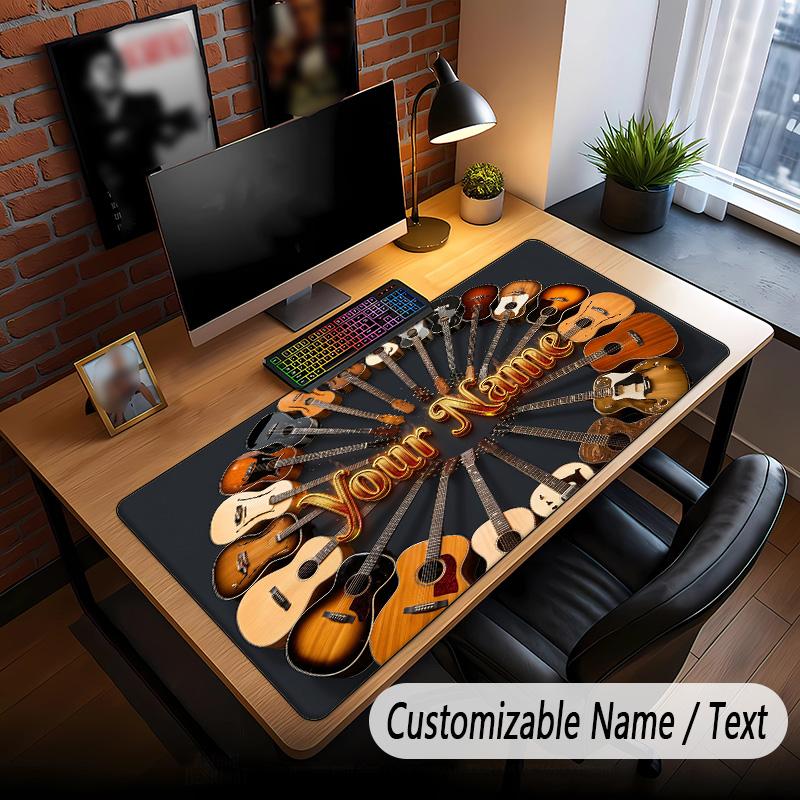 Music Guitar Theme Custom Mouse Pad Personalized With Name Text Customized Desk Mat For Office Home Decor