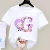 K Pop Demonjegere Barn Bomulls-t-skjorte Tegneserie Bokstav A-Z Kortermet T-skjorter Jenter Fritid Rund hals Topp Sommer Barneklær