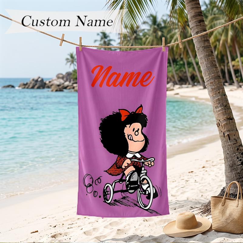 Mafalda Custom Name Printed Beach Towel Personalized Soft Towel For Swimming Beach Travel