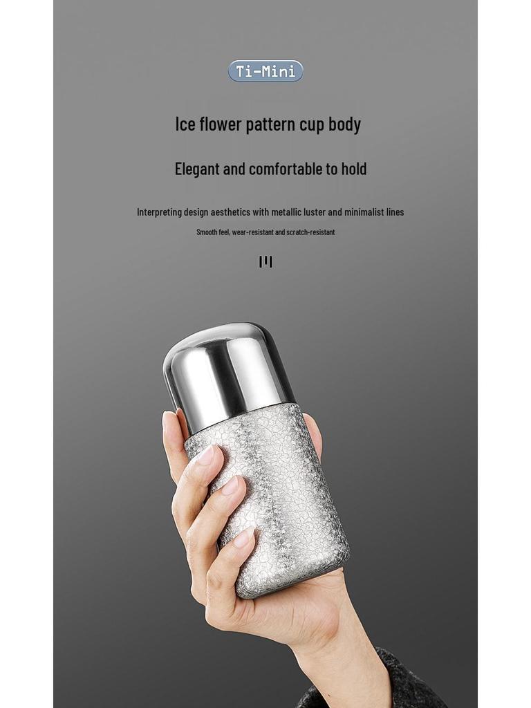 Trendy Titanium-Coated Pocket Thermos: Ice Flower Straw Cup – Cute, Compact, and Portable for Outdoor Use