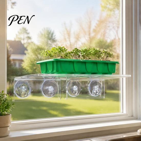 Wall Mounted Succulents Stands Window Suction Cup Storage Rack, Clear Acrylic Shelf with Strong Adsorption Shelves Adsorption, Floating Plant