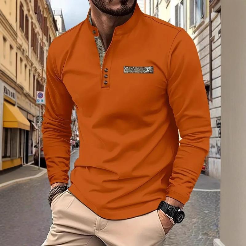 Fashionable Men's Sweatshirt: Casual, Sporty, Comfortable with Small Stand Collar Long-Sleeved Top