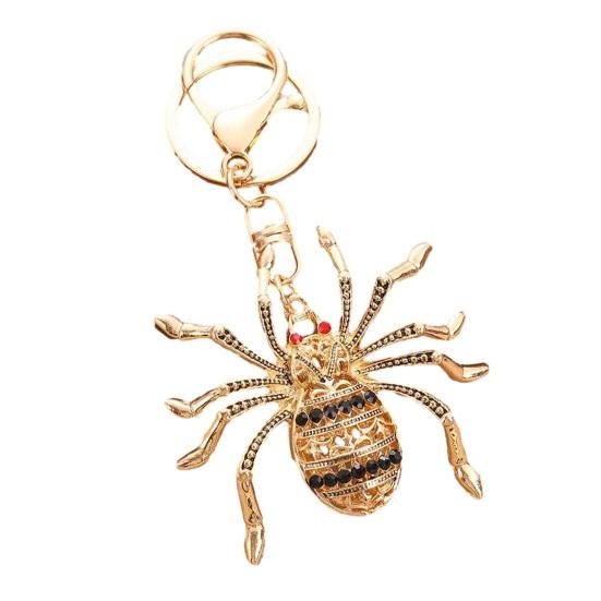 

Keychain Pendant Rhinestones Inlaid Spider Design Key Chain with Anti-Oxidation Lobster Clasp Backpacks Accessory чёрный