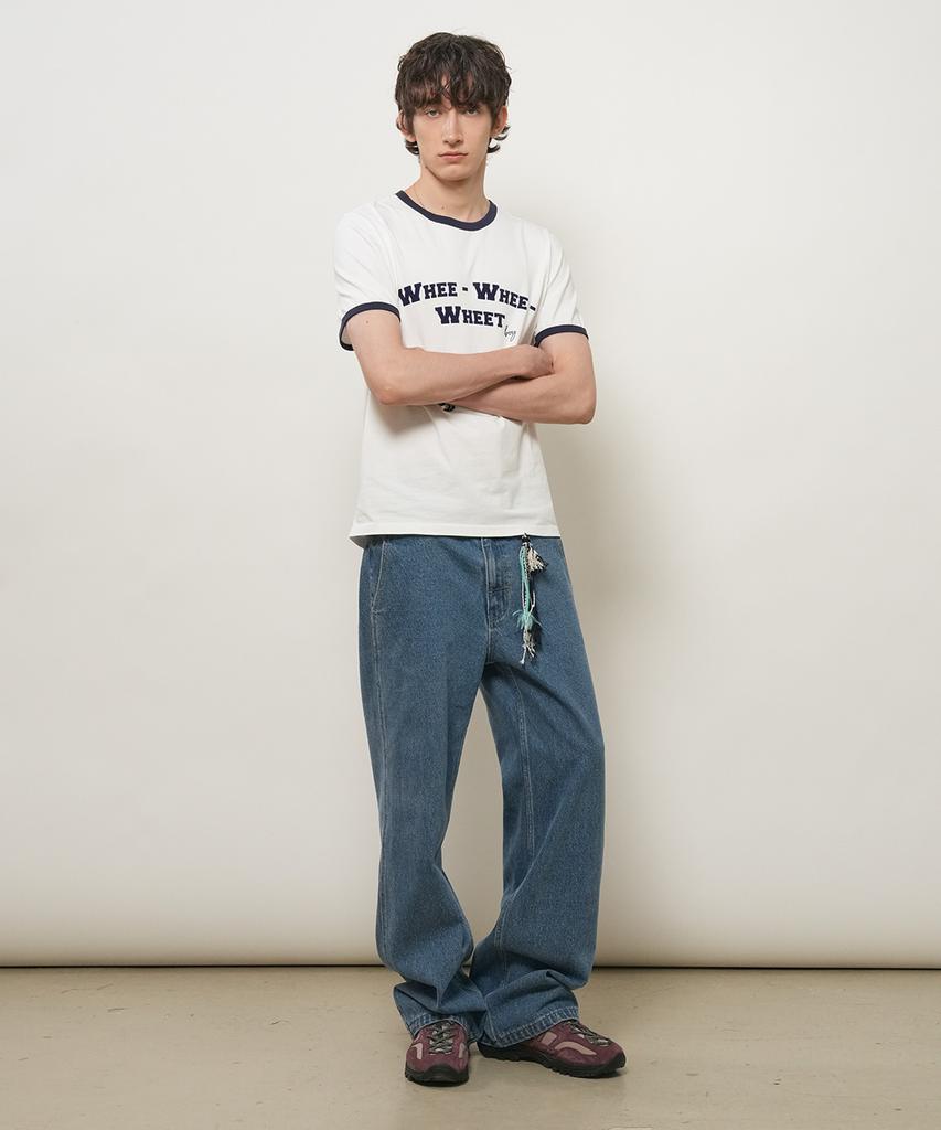 GENERALIDEA Man Whee Lettering Ringer Tee [White] / Gf2Mts011