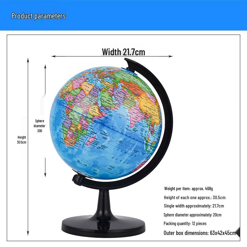 20cm All-Plastic High-Definition English Globe Ornament