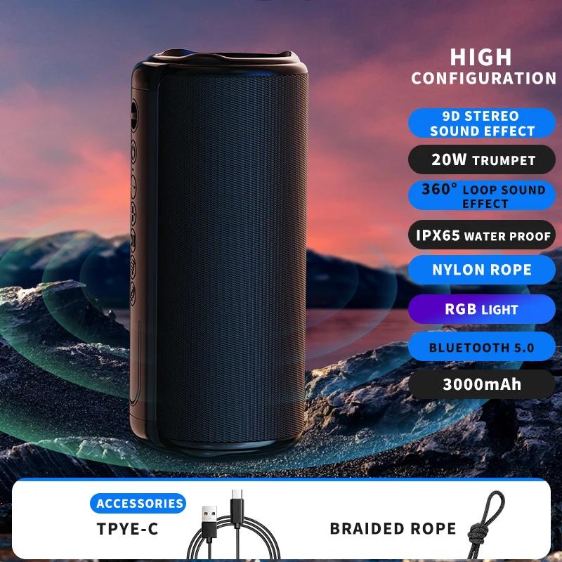 Portable Speaker,Wireless Bluetooth Speaker,IPX7 Waterproof, 40W Loud Stereo Sound,13H+ Playtime with Lights, for Home Outdoor