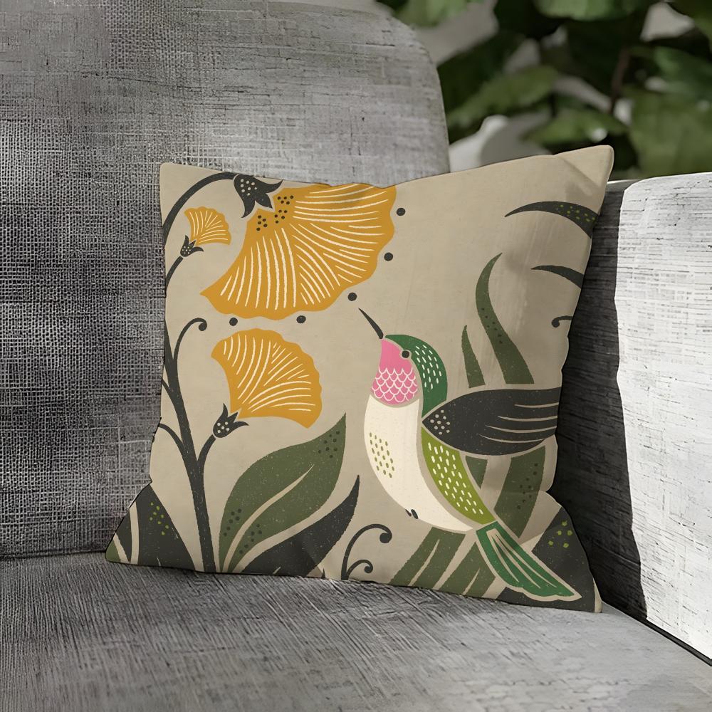 Natural Plant Bird And Flower Prints Pillow Case Linen Pillows Case Cushions Case Sofa Pillows Case Decor Home