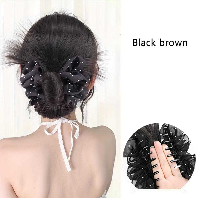 Synthetic Natural Bun Head Wig with Mesh Hairpiece Hair Chignon Claw Clip Ponytails Extensions Hair Accessories For Women Girls