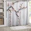 1 shower curtain with black branches and pink peach print on white background, high quality polyester fabric with hooks