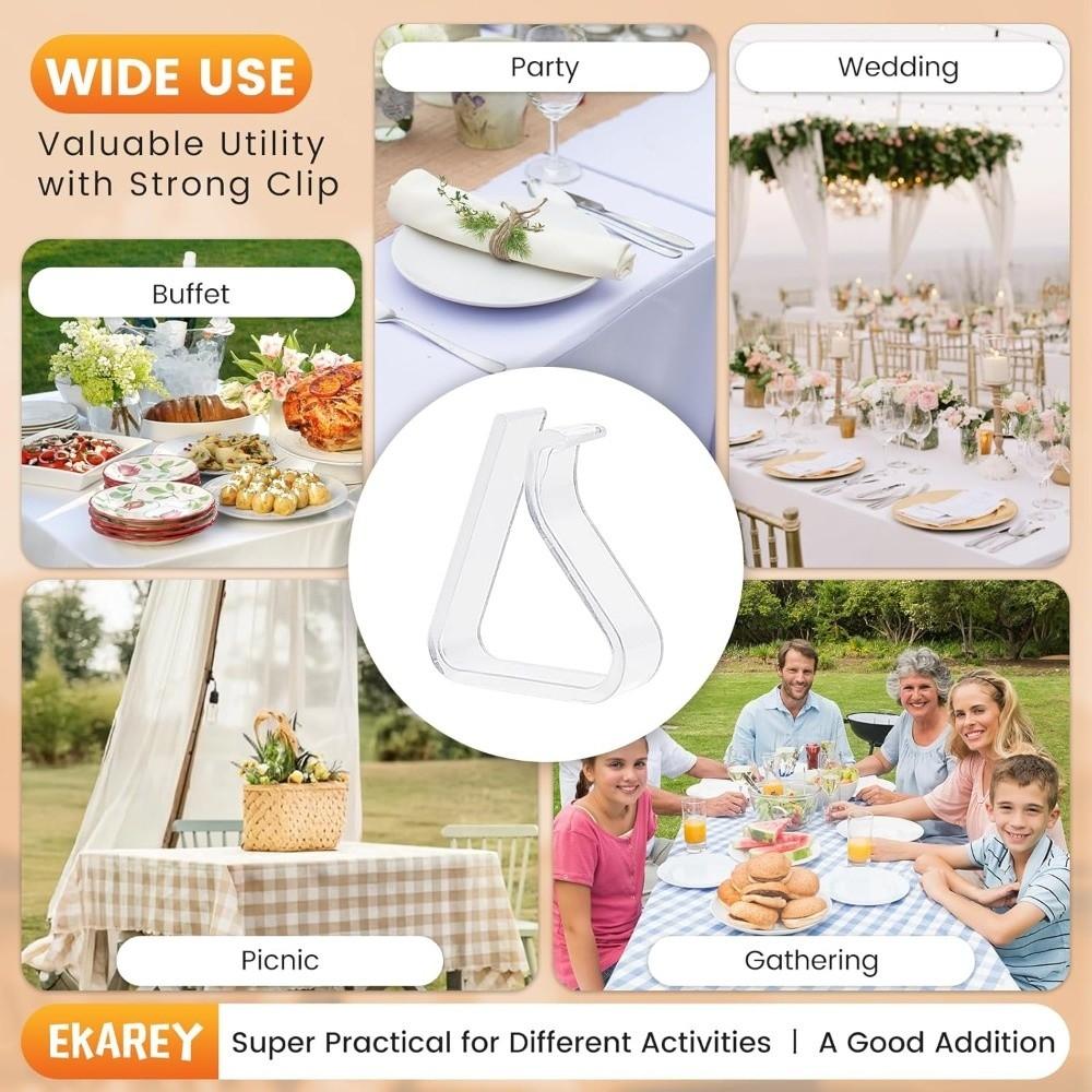 12pcs Durable Tablecloth Fixing Clip Invisible Anti-slip Clear Tablecloth Clips Plastic Windproof Table Cover Holders