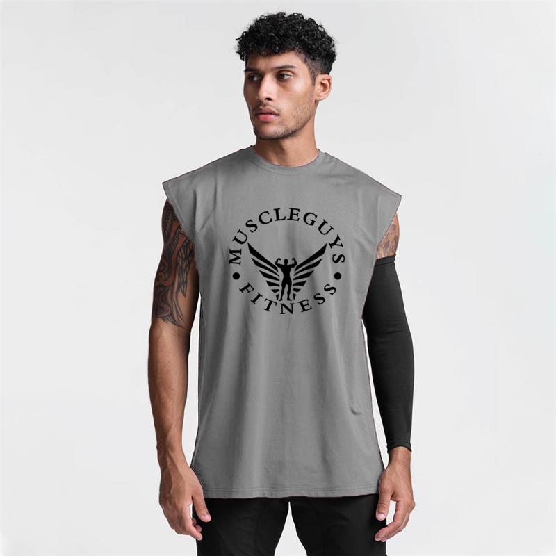 Muscleguys Profesjonalna Odzież na Siłownię dla Mężczyzn Trening Bieganie Podkoszulki Mężczyźni Mięśnie Kamizelki Fitness Koszulka Bez Rękawów z Nadrukiem MUSCLEGUYS Kulturystyka