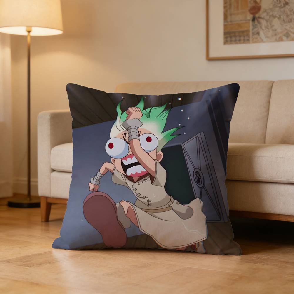 Anime D-Dr. Stone Pillow Case Pattern Printed Pillowcase For Living Room Sofa Cushion Cover