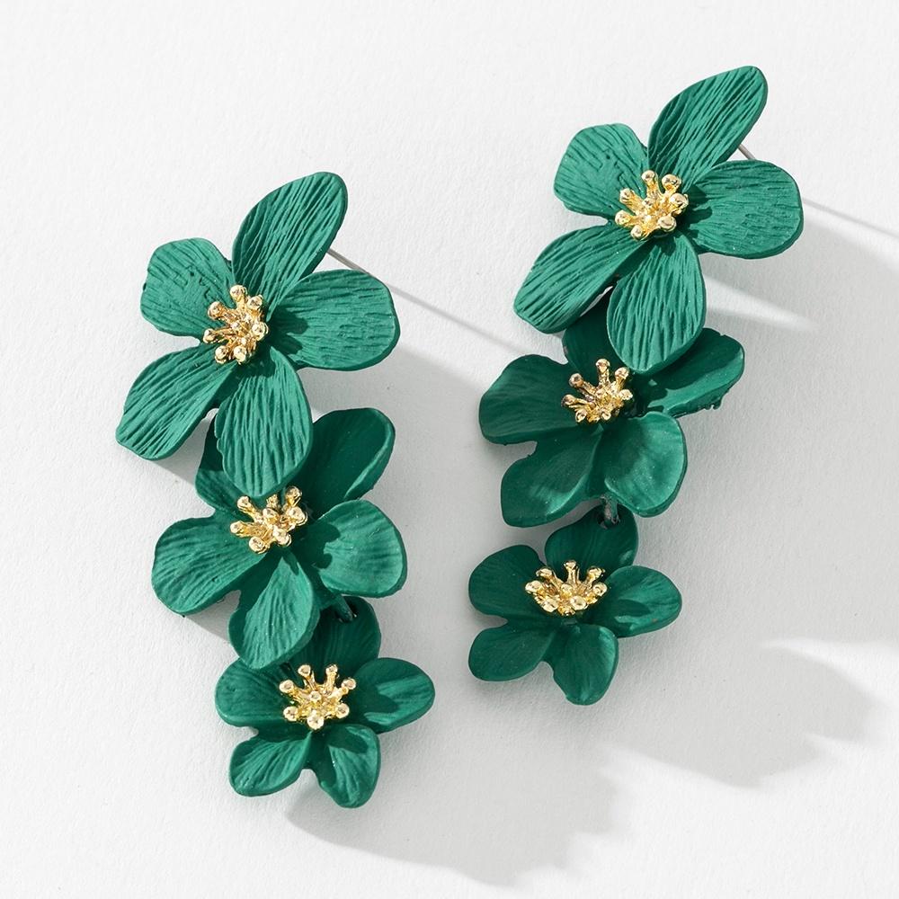 

Pinkdudu Модные цветочные серьги-подвески с распылителем, новые многослойные серьги-подвески из сплава для женщинPD576 зелёный