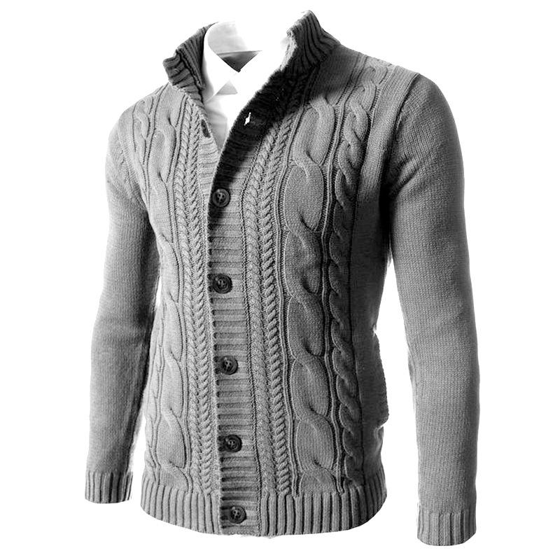Men's Stand-up Collar Knitted Cardigan Sweater Top 2026