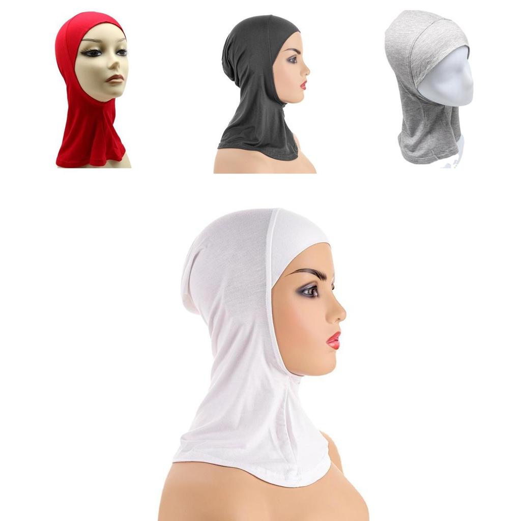 Women's Breathable Modal Muslim Islamic Solid Color Hijab Neck Head Under Scarf Cap For Ramadan