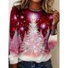 Women's Casual Christmas Tree Gradient Print Long Sleeve T-Shirt - Shiny Snowflake Star Design, Casual Crew Neck Top