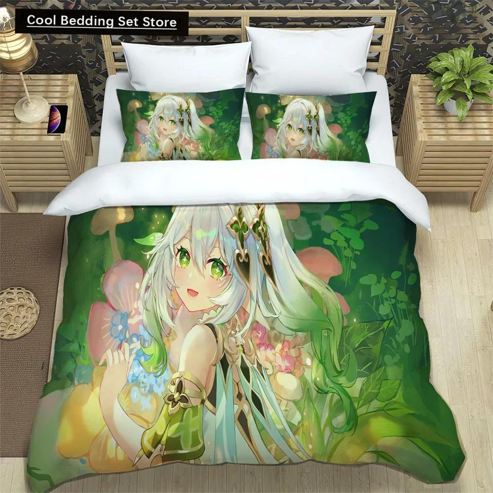 3D Anime Genshin Impact Bedding Set,Duvet Cover Comforter Bed Set Quilt Cover Pillowcase,King Queen Twin Size Boys Girls Adults