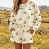 Womens Animal Print Long Sleeve Hoodie Cropped Pants Set Streetwear Casual Two Piece Outfit