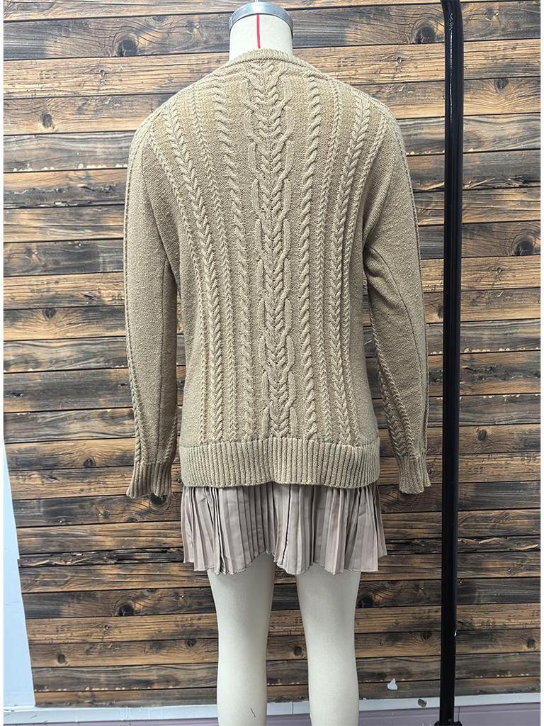 2025 Women's Sweet Cable Knit Chiffon Patchwork Mini Dress