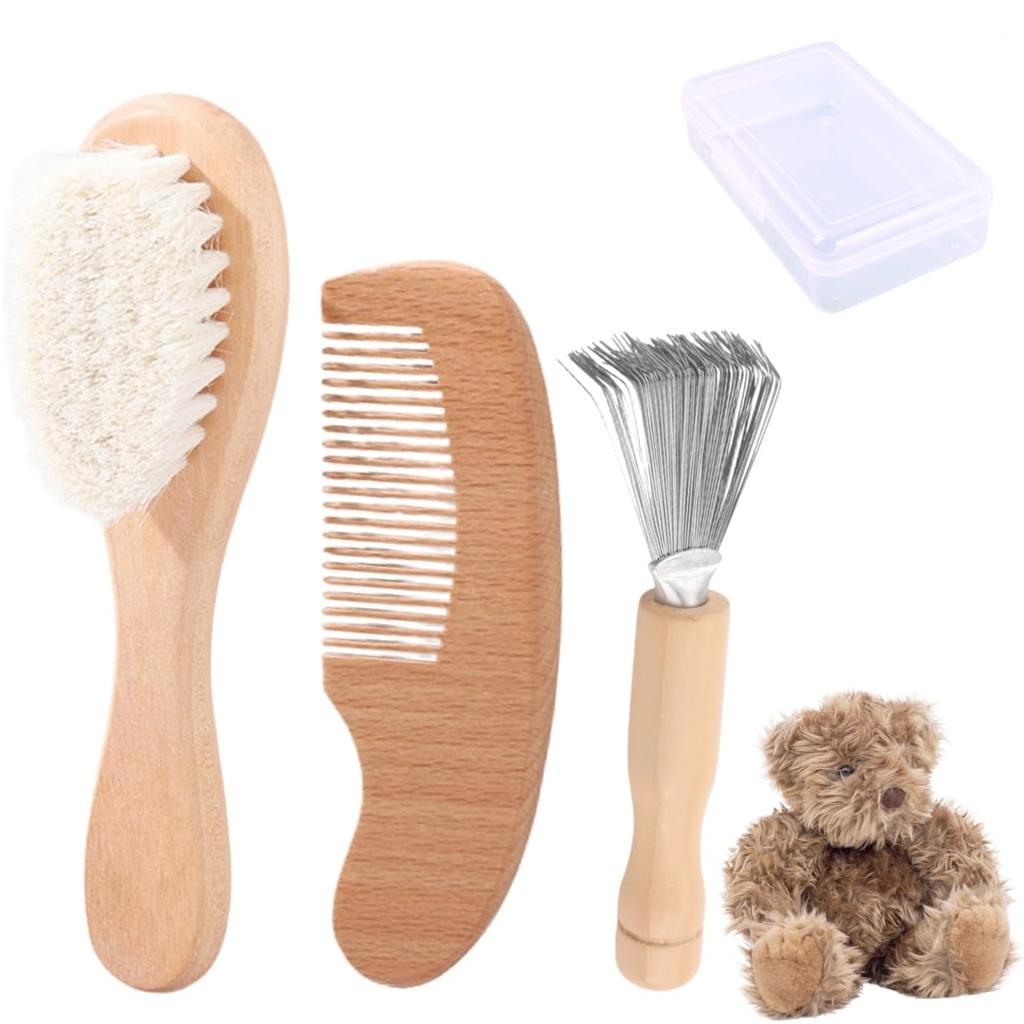 Sweet Plus Plush Toy Care Brush, Comb, Detangling Brush, Fuzz Remover, Smoothing Brush, Dust Removal, Shape Retention Brush, Wool Brush, Beech Wood