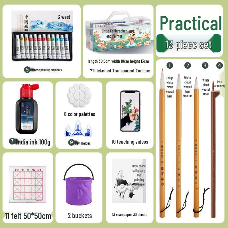 12/24 Color Chinese Ink Painting Set for Beginner and Elementary Art Students