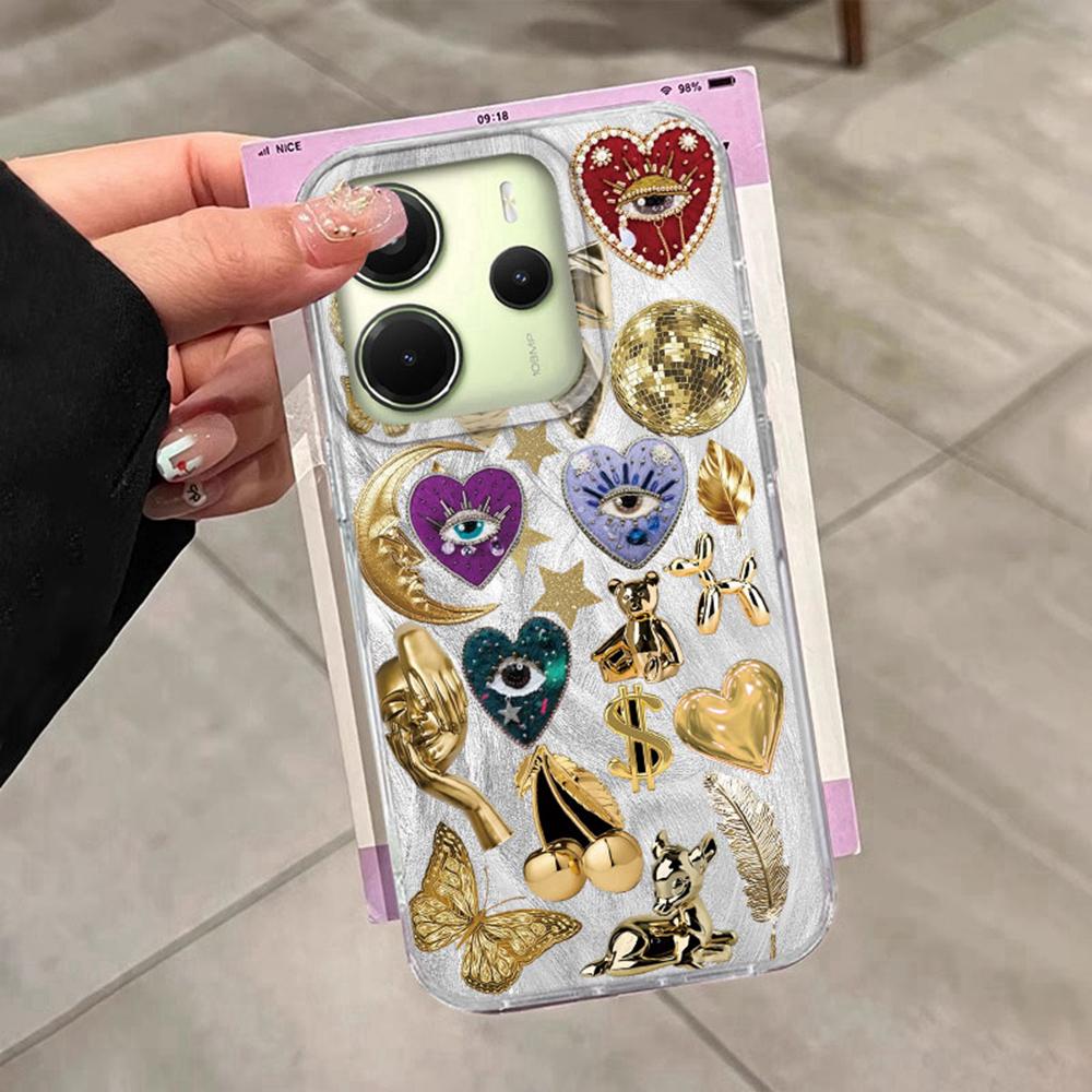 Pink Face Sun Stars Women Girls Phone Case for Xiaomi Redmi 13C 14C A5 A3 A4 A3X A1 Note 14 13 12 11 11S 10 9 8 Pro 9C Cover