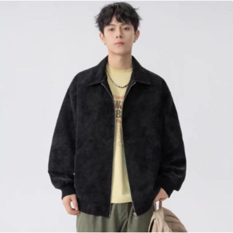 Retro PU Leather Jacket Men's Spring and Autumn Casual Fashion Lapel Windproof Leather Jacket