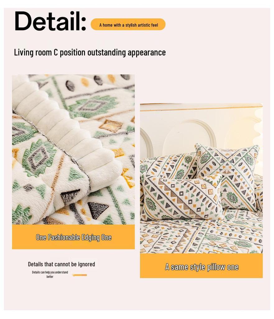 Bohemian High-Weight Snowflake Velvet Sofa Cushion Cover, Autumn/Winter 2025, Non-Slip Design