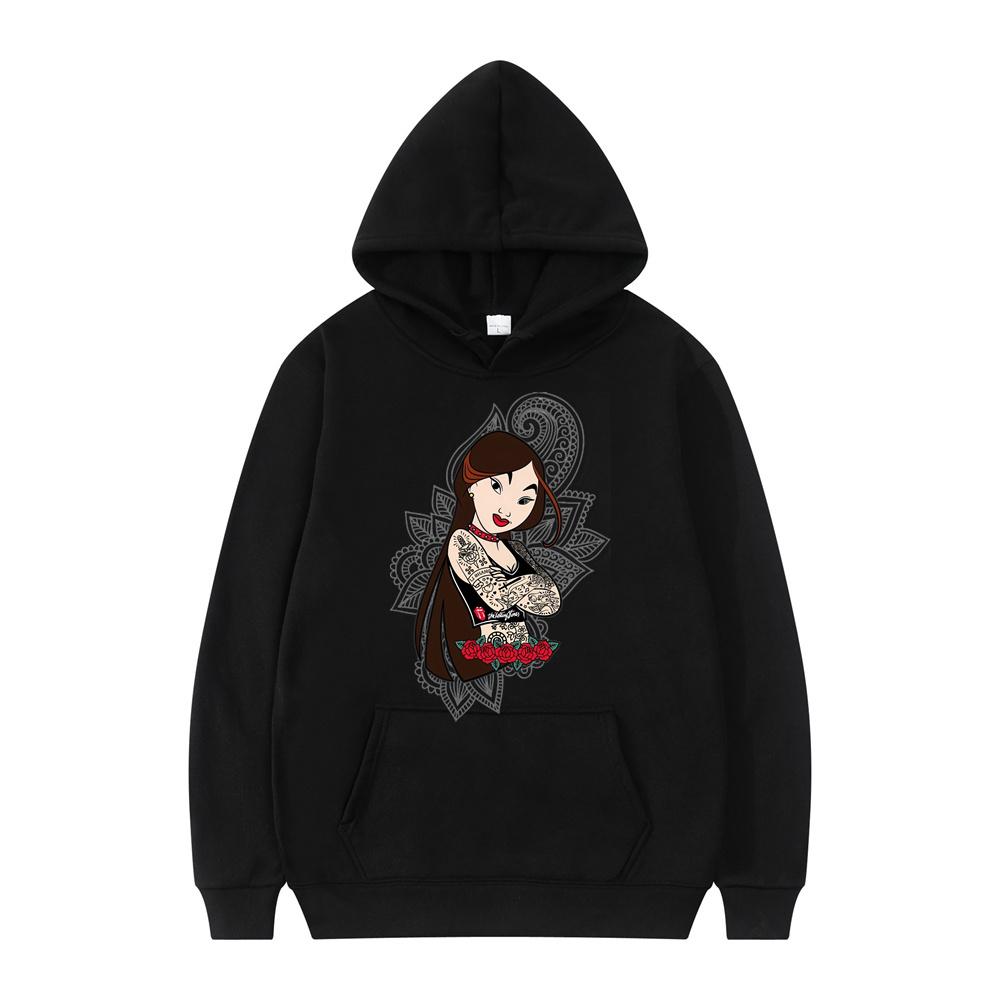 

Disney Princess Mulan Pattern Loose Men Толстовки Карманный Принт Одежда Мужские Толстовки Осень Зима Популярный Пуловер Лидер Распродажа 3XL