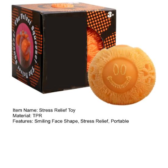 Fuzz Smiling Face Ball Squeeze Toy Stress Relief Fuzzy Ball Fidget Toy Focus Aid Relaxation Anxiety Relieving Office Desk Toy