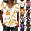 Women's V-Neck Halloween Print Lightweight Blouse for Spring and Summer