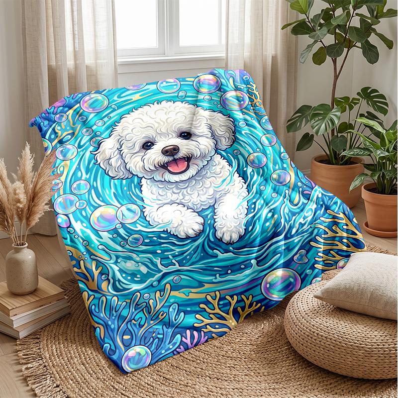 Underwater Marine Life Theme Blanket Lightweight Warm Flannel Blanket Decorative Throw Blanket for Home Decoration