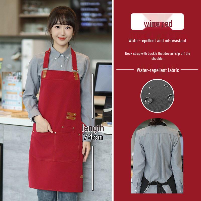 Custom Logo Waterproof Canvas Apron for Coffee & Tea Shop