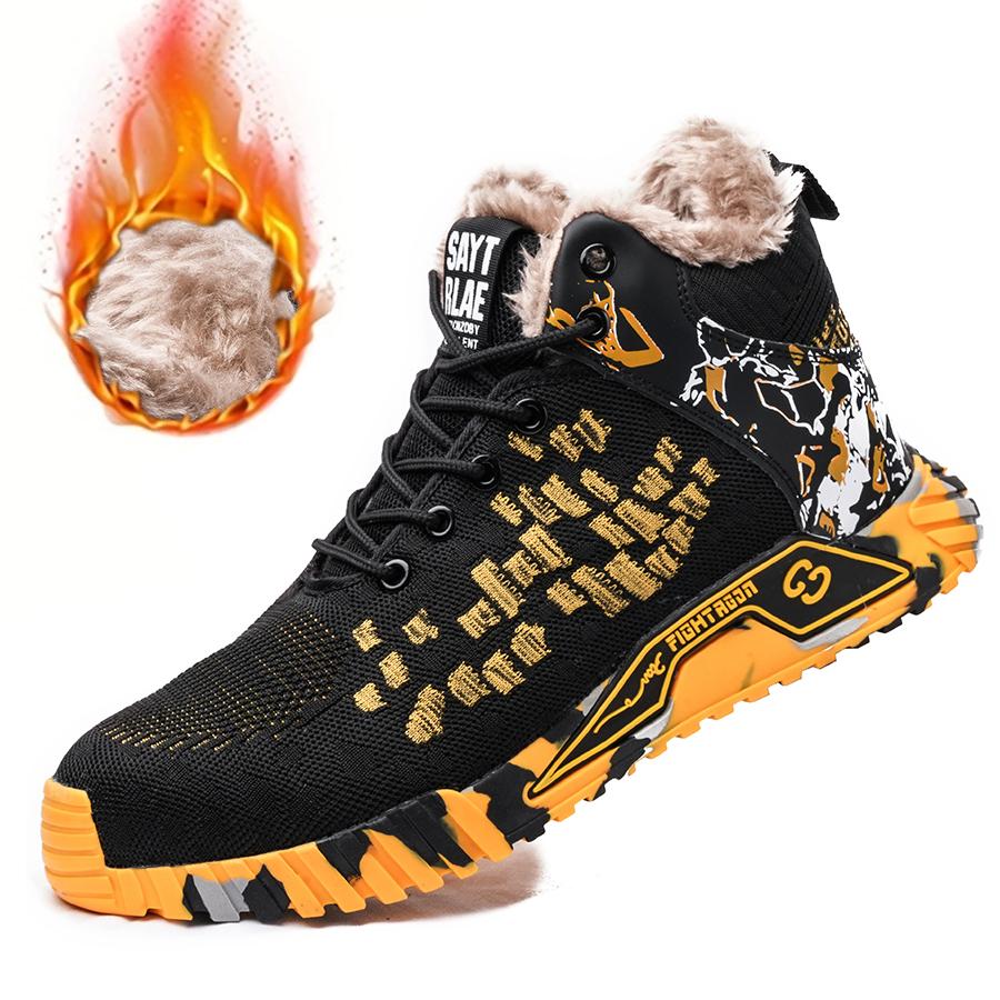

High Quality Winter Boots Men Steel Toe protective Safety Boots Work Shoes Men Puncture-Proof Work Boots Plush Warm Safety Shoes 37