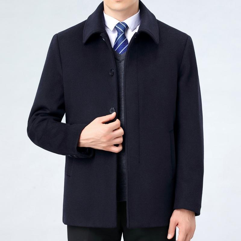 

Кашемировый пиджак с лацканами, мужское шерстяное пальто средней длины, повседневное, деловое, зимнее, новое, шерстяное пальто среднего возраста 170