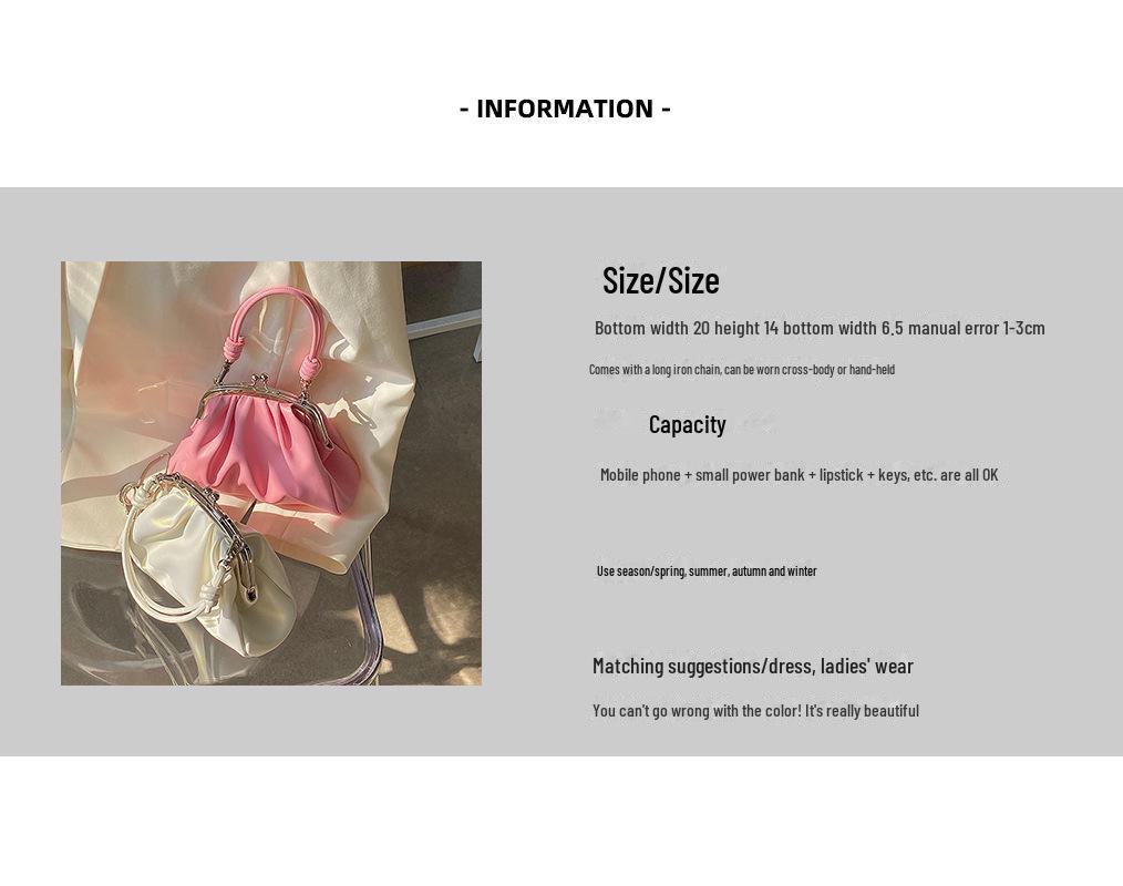 Vysoce kvalitní plisovaná taška na knedlíky: Kabelka crossbody s řetízkem inspirovaná japonským a korejským stylem pro ženy