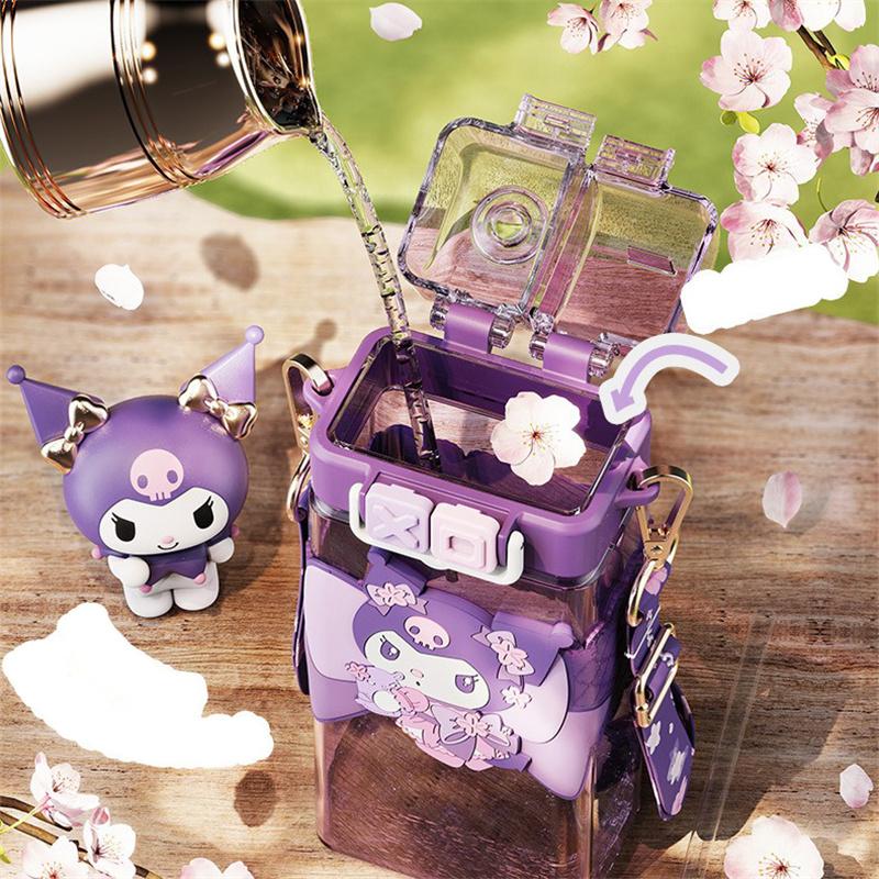 520ml Sanrio Hello Kitty Plastic Bottle Double Drink Cup My Melody Students Cartoon Water Bottle Kuromi Tritan Water Cup For Kid