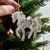 4 Stück Pferdeornamente für Weihnachtsbaum Metallische Strasssteine Pferde Weihnachtsanhänger Pferdegeschenke für Frauen Mädchen Pferdeliebhaber
