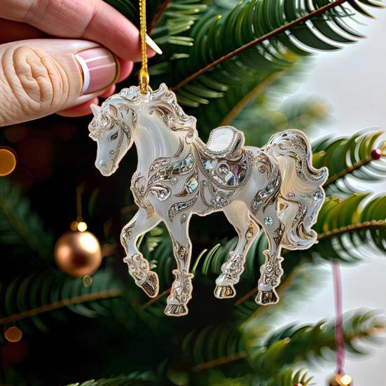 Car Rearview Mirror Pendant Acrylic Horse Car Charm Christmas Tree Ornament Personalized Hanging Accessory