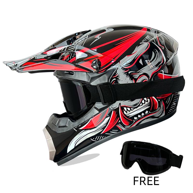 Professional Off-Road Helmet Dot Certified - Motorcycle Motocross Helmet with Goggles, Removable Liner & Lightweight Quick-Relea