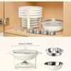 White Chafing Dishes for Buffet with Glass Lid (5QT, 1-2-4Pack), Stackable, Lid Holder for Party, Wedding