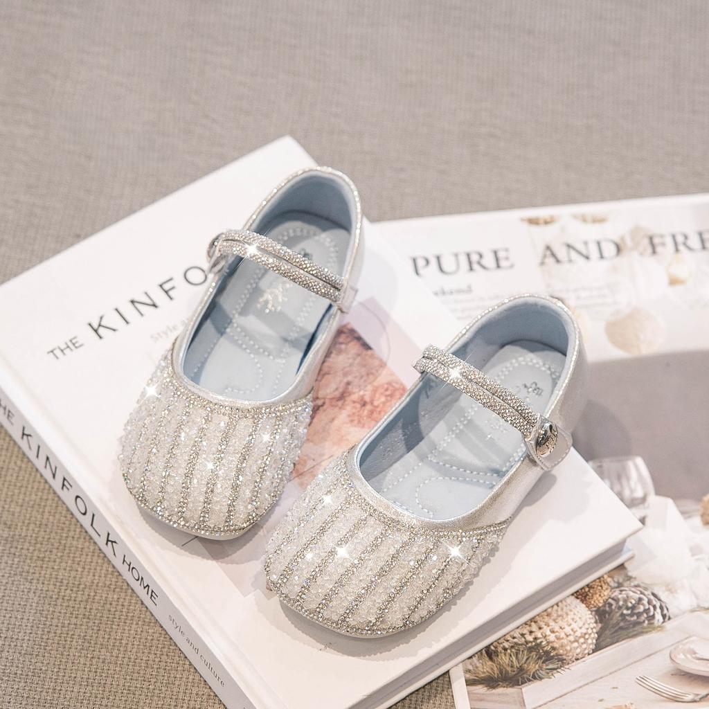 Buty dziecięce Buty księżniczki dla dziewczynek Jesień Nowe Dziewczęce Małe Skórzane Buty Błyszczące Kryształowe Buty Buty do Sukienki