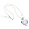 A52E Heart Bowknot Pendant Necklace Sweet Cool Clavicle Chain Pearl Chain Necklace
