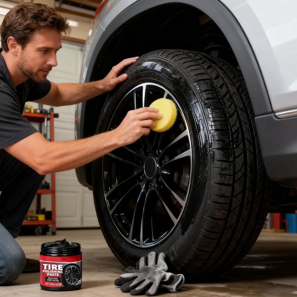 100g Schwarz Glänzend Reifenwachs Autoreinigungsprodukt Kunststoff Leder Wiederherstellungsmittel Autopolitur und Beschichtung Wiederherstellungsmittel
