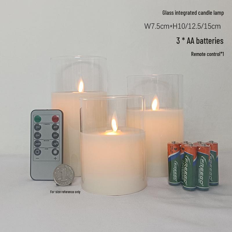 Remote-Controlled LED Glass Candle Lamp with Flickering Flame - Ideal for Romantic Home Decor and Weddings