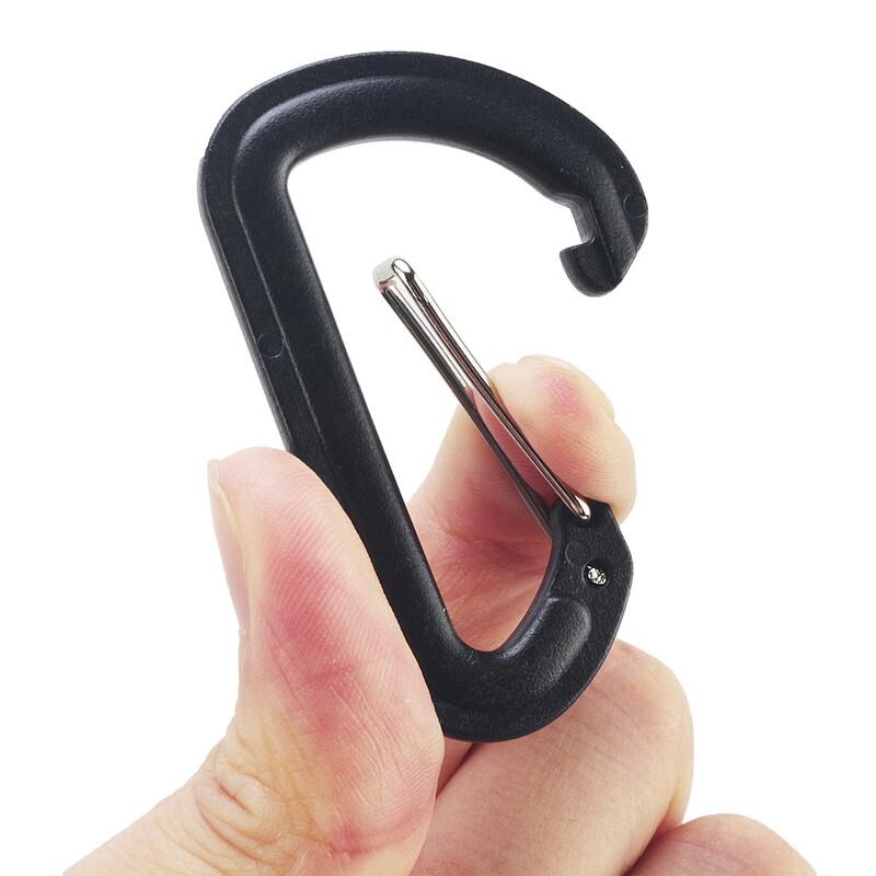 D-Shaped Gourd Black Aluminum Carabiner