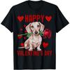 Cute Dachshund Dog Red Hearts Couples Happy Valentines Day Cotton Men T Shirt