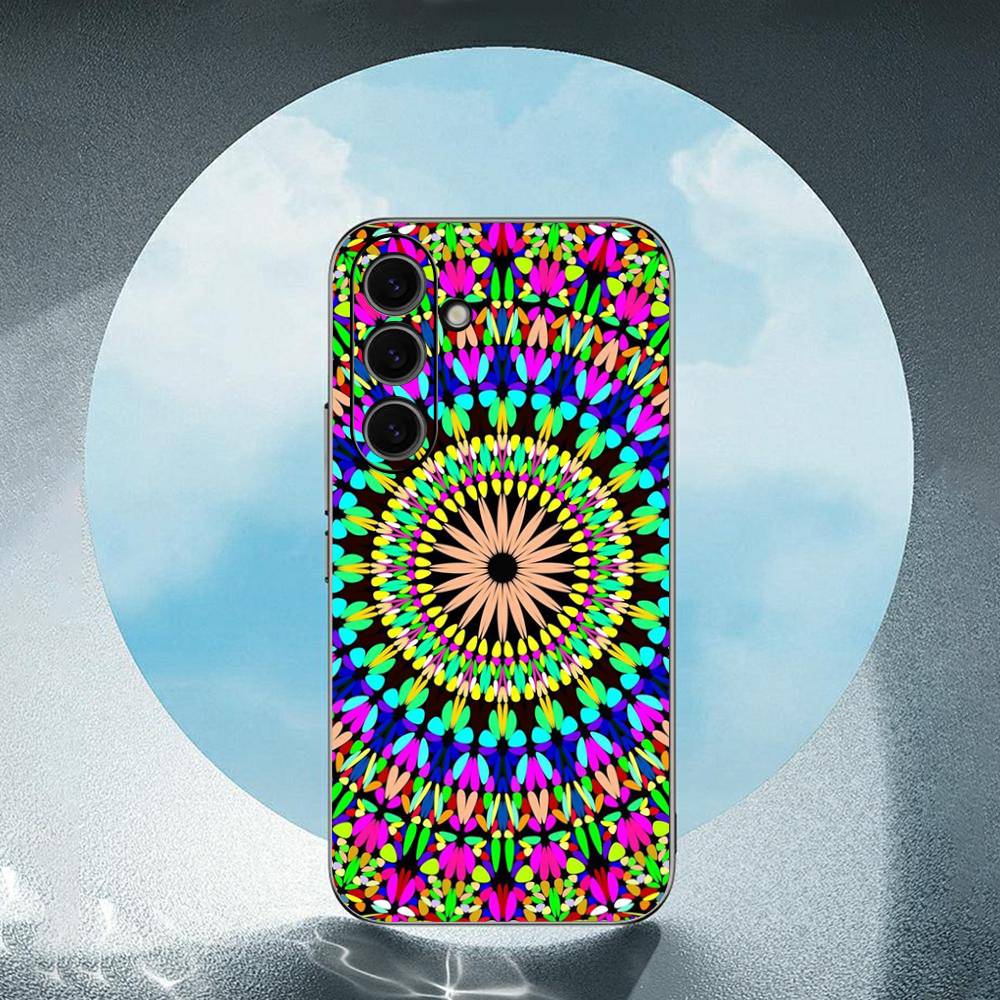 Mandala Flower Pattern Luxury Luxury Black Phone Case For Samsung Galaxy S23 S24 S25 Ultra S22 Plus S21