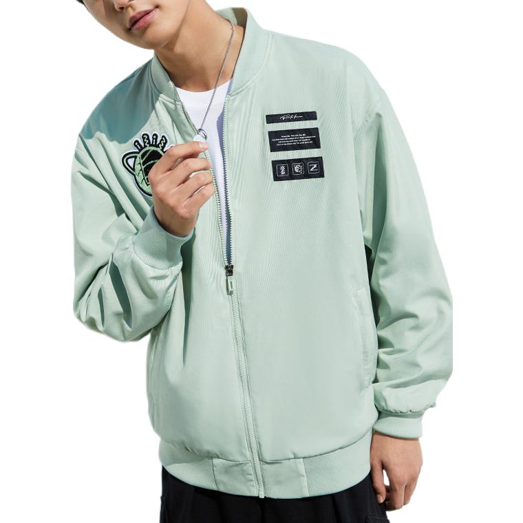 Anta Basketball Series Logo Print Long Sleeve Jacket Men Outerwear Fern-Green 152311611N-1